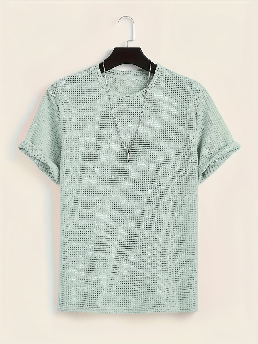 T-shirt décontracté à manches courtes pour homme style moderne avec texture ajourée