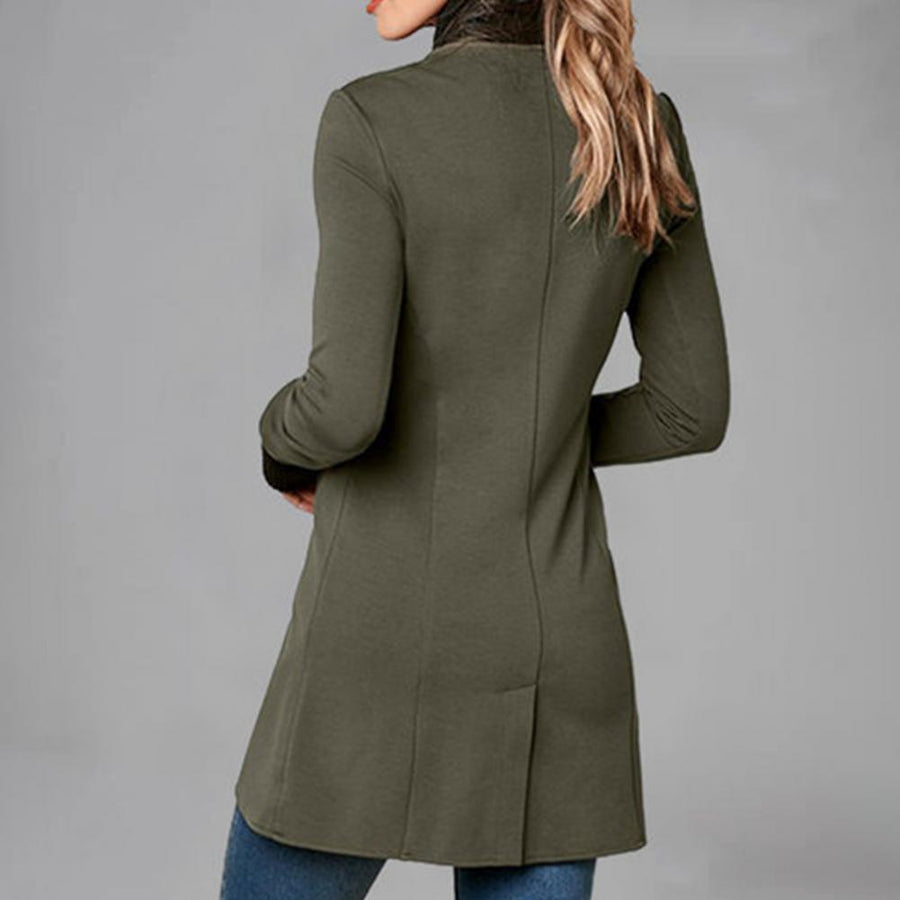 Chaqueta de mujer de corte asimétrico, con botones, cuello alto y mangas largas