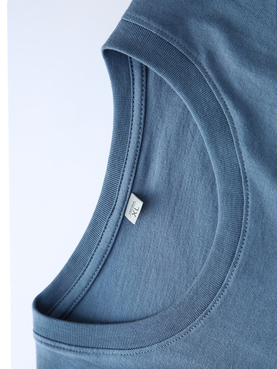 3-pack herr-T-shirts med lång ärm, rund halsringning och Paris-degradémönster