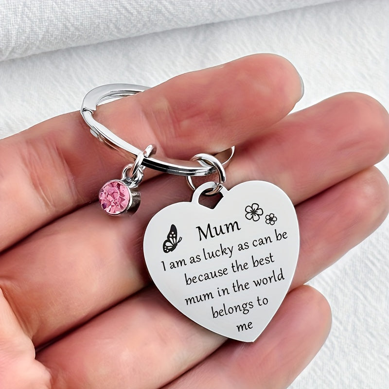 Porte-clés cœur pour femme – Cadeau sentimental fête des mères, message gravé pour maman