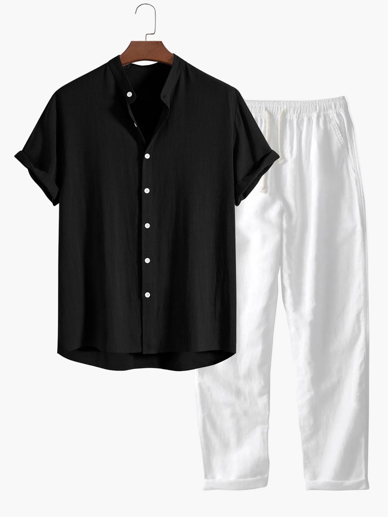 Chemise casual col mao à manches courtes pour homme – Style décontracté et élégant, idéale pour l'été et la vie quotidienne