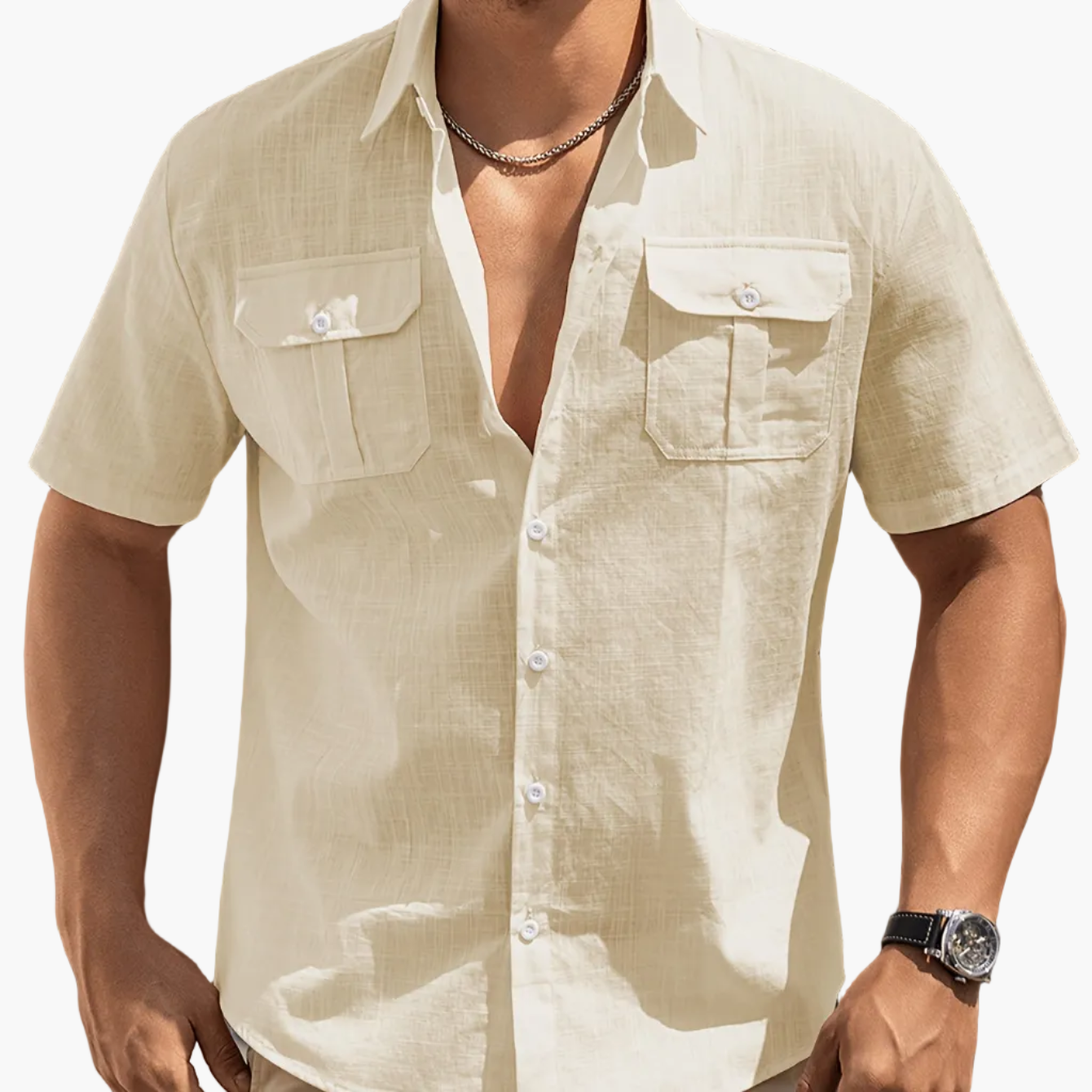 Kurzärmeliges Casual-Herrenhemd mit Taschen – ideal für Sommer und Freizeit