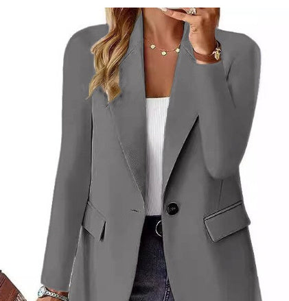 Denise – Giacca da completo in poliestere a maniche lunghe e colore uniforme per donna
