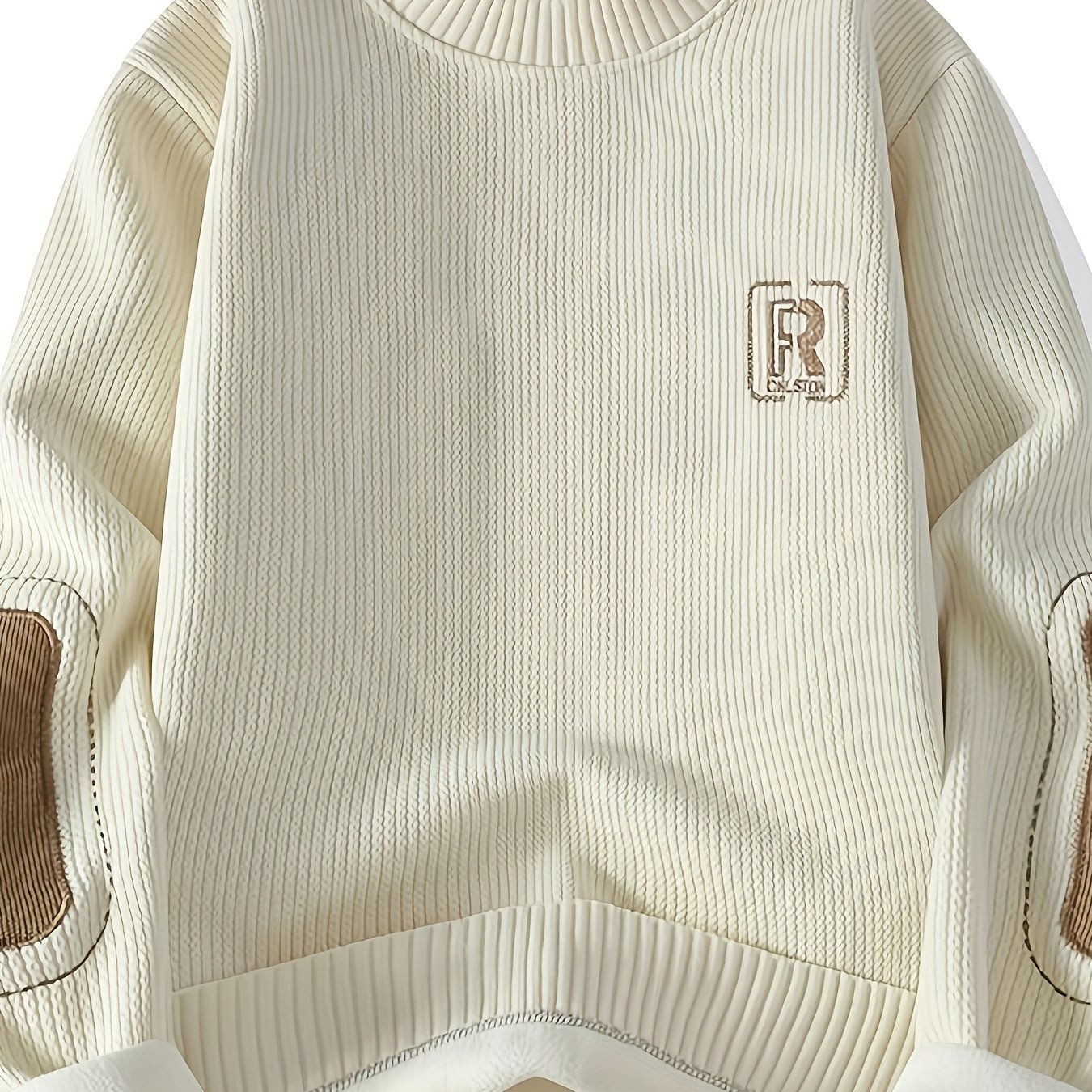 Sweat-shirt à col rond homme avec empiècements coudes côtelés