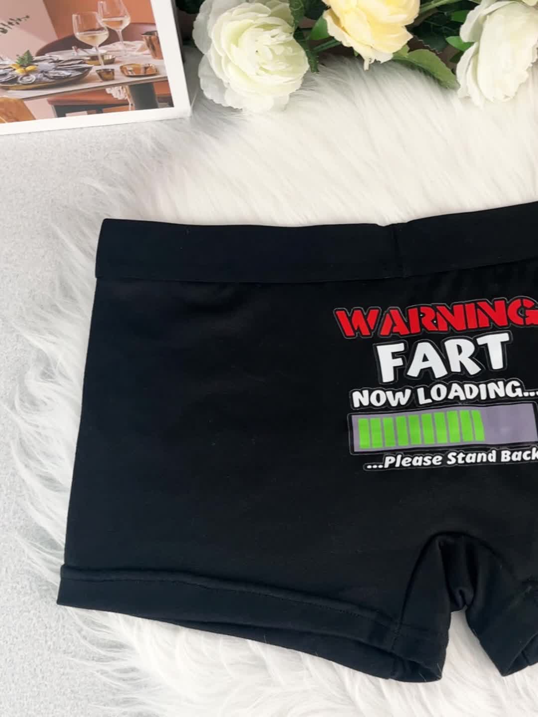 Humorvoller Herrenboxer - Lustige Unterwäsche "Warnung: Furz wird geladen" im Geek-Stil - Lustige Geschenkidee