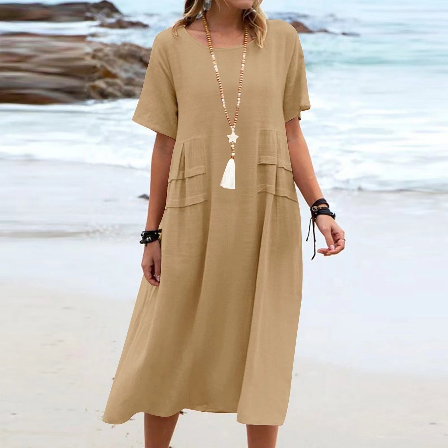Robe d'été ample décontractée pour femme style bohème plage