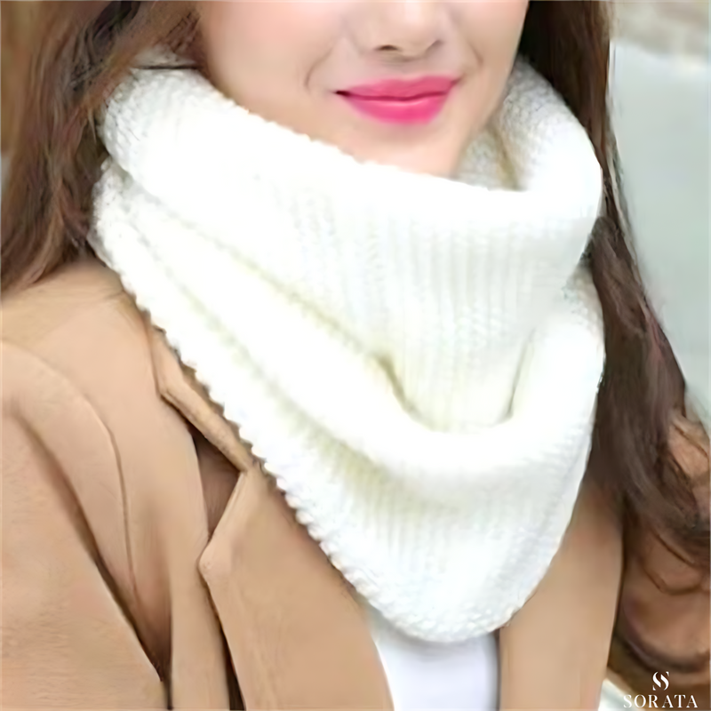 Gebreide zwarte damescol, snoodstijl, warm en comfortabel