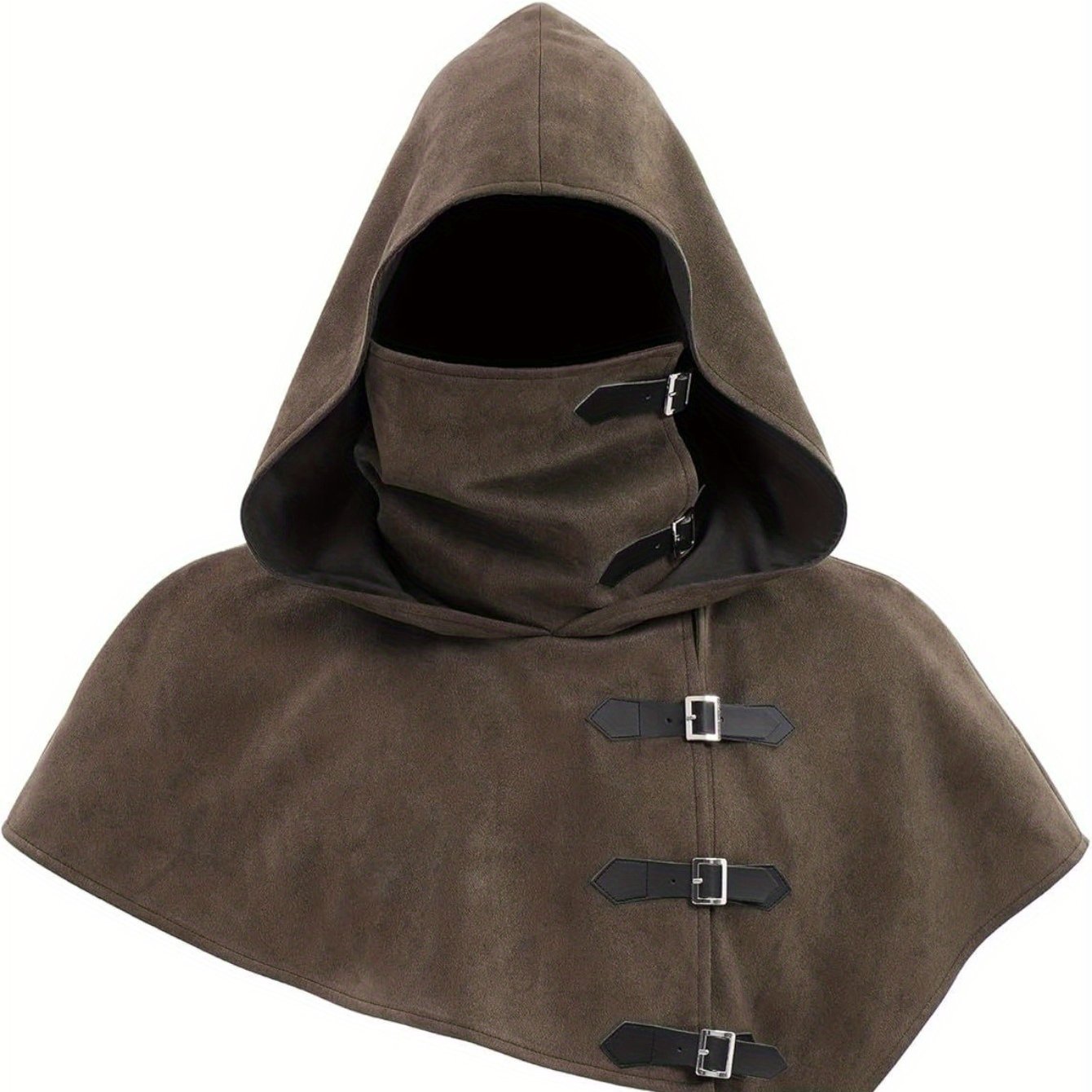 Capuche avec masque intégré et capeline à boucles – Style médiéval pour homme ou femme