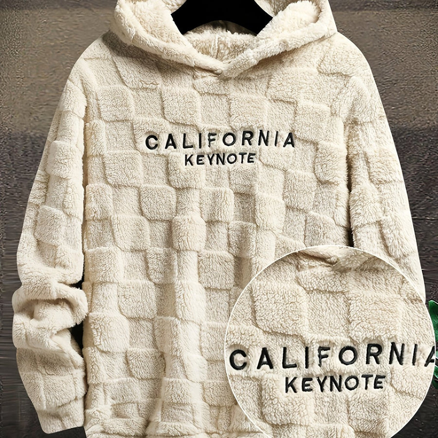 Sweat à capuche doux texturé en peluche pour homme avec motif « California Keynote »