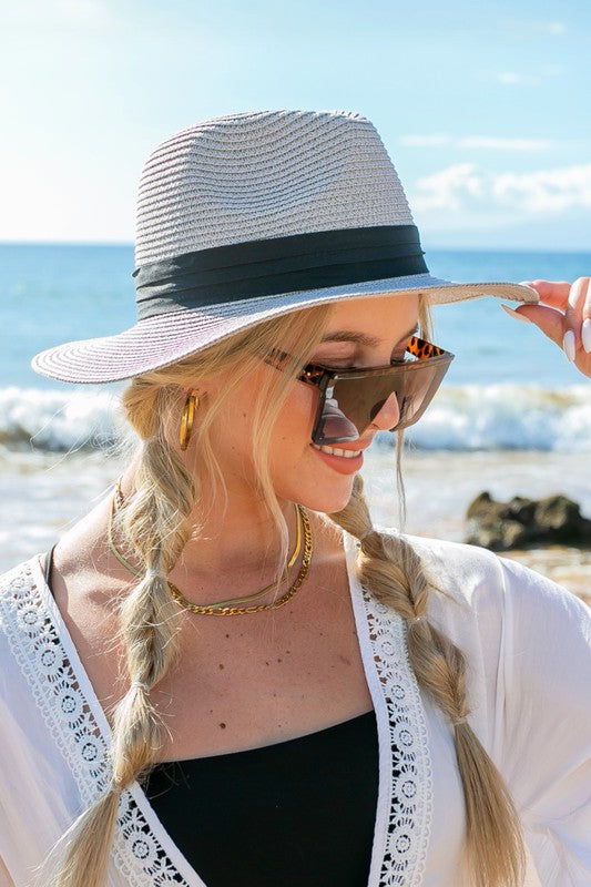 Women's Braided Fedora Beach Hat