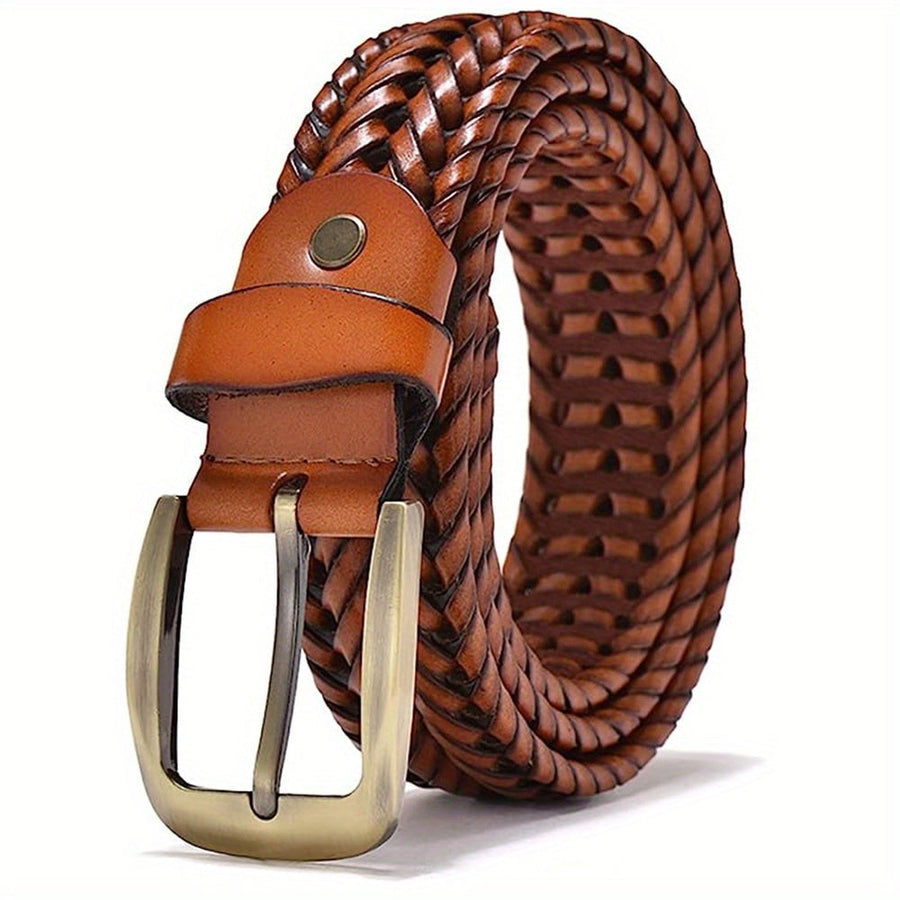 Men's Braided Belt in Flexible Material with Prong Buckle