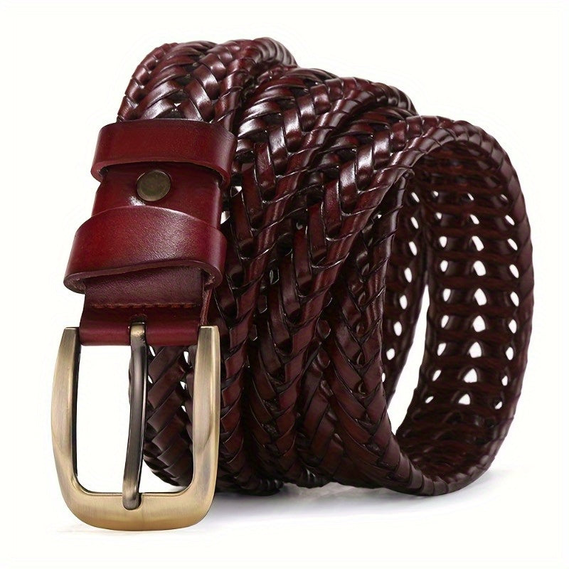Men's Braided Belt in Flexible Material with Prong Buckle