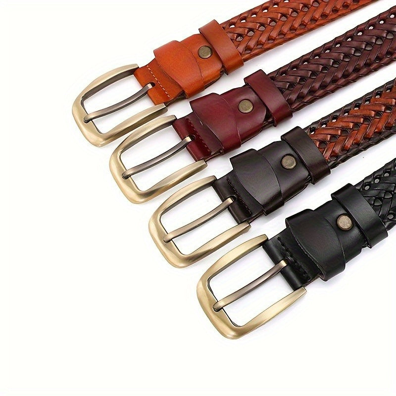 Men's Braided Belt in Flexible Material with Prong Buckle