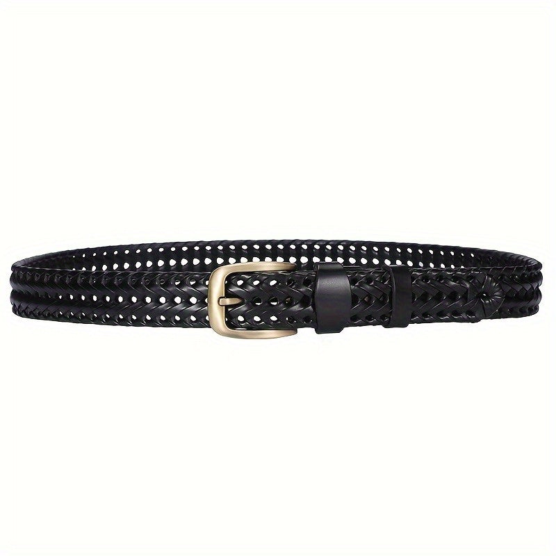 Men's Braided Belt in Flexible Material with Prong Buckle