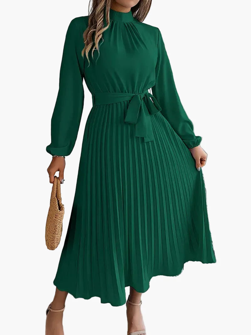 Robe mi-longue élégante à plis pour femme – Style chic et polyvalent pour occasions spéciales
