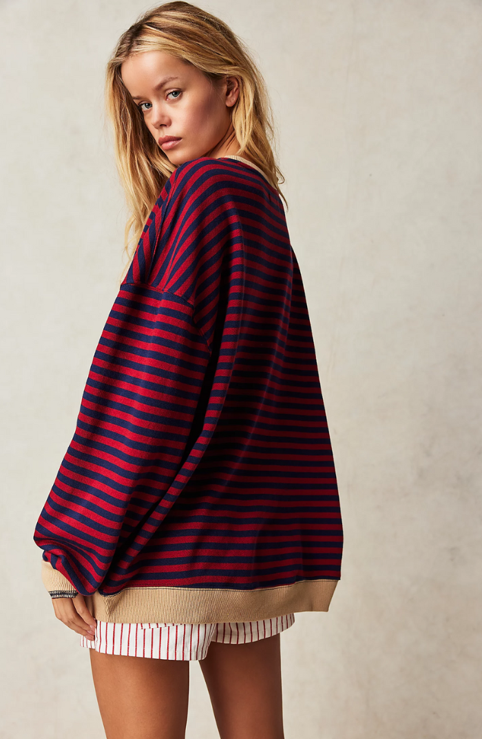 Loose striped pullover for women - Trendy city fashion