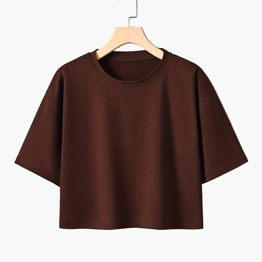 Casual short-sleeve cropped T-shirt for women, urban style