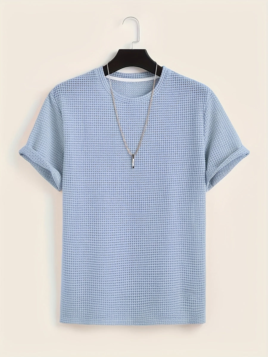 T-shirt décontracté à manches courtes pour homme style moderne avec texture ajourée