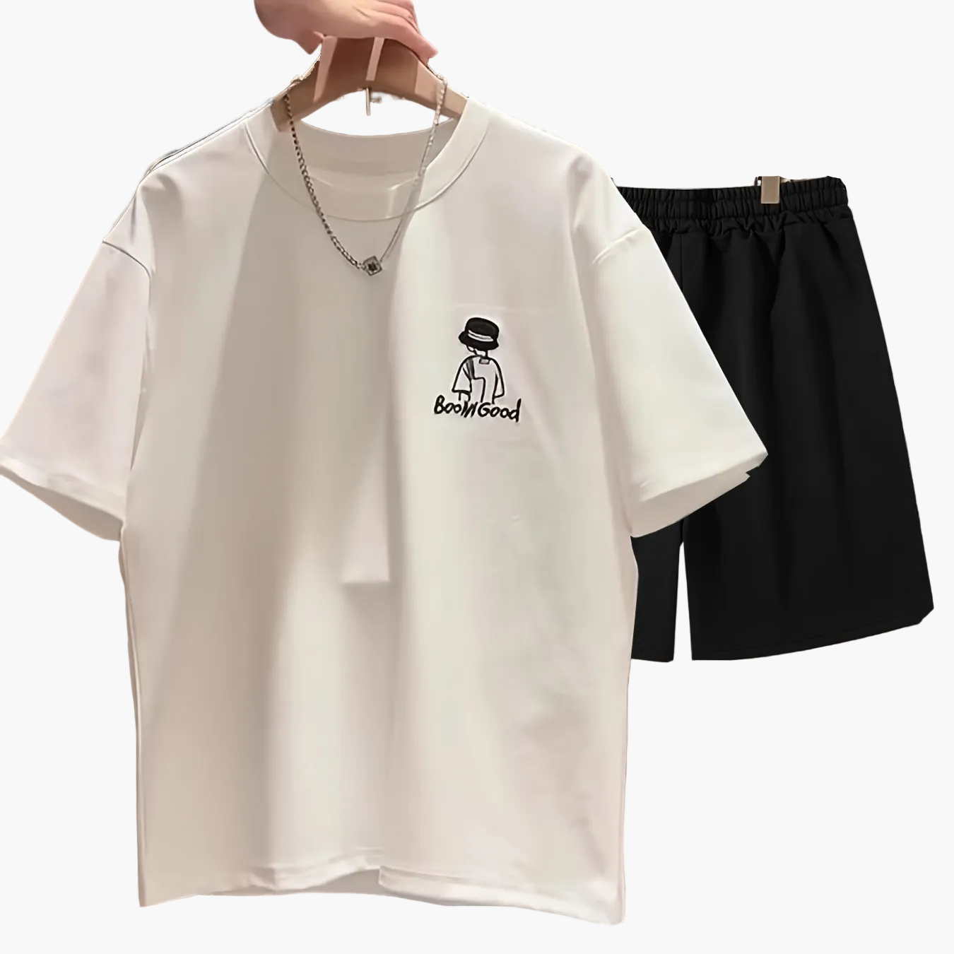 Ensemble Décontracté Homme T-shirt Imprimé et Short Style Urbain - Tenue Idéale Quotidienne