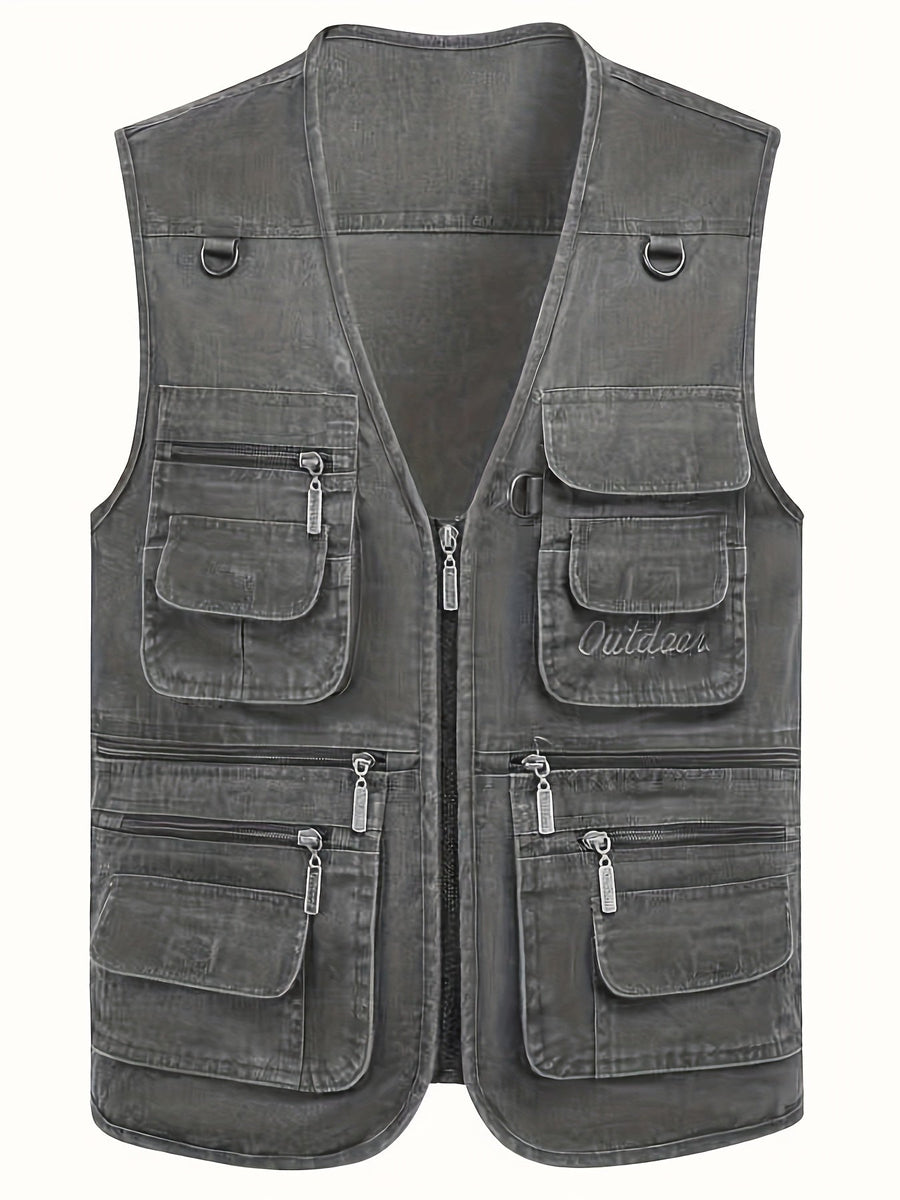 Gilet multi-poches homme style outdoor pour la pêche, la randonnée et la photographie