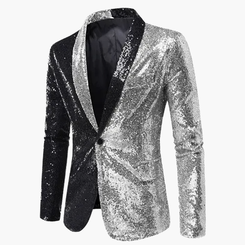Giacca da sera uomo stile smoking, motivo geometrico brillante, ideale per feste ed eventi eleganti