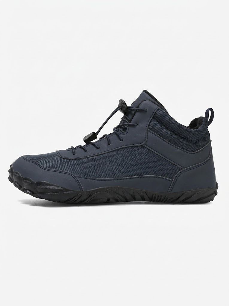 Gray and Black Outdoor Boots with Speed Laces and Lugged Sole
