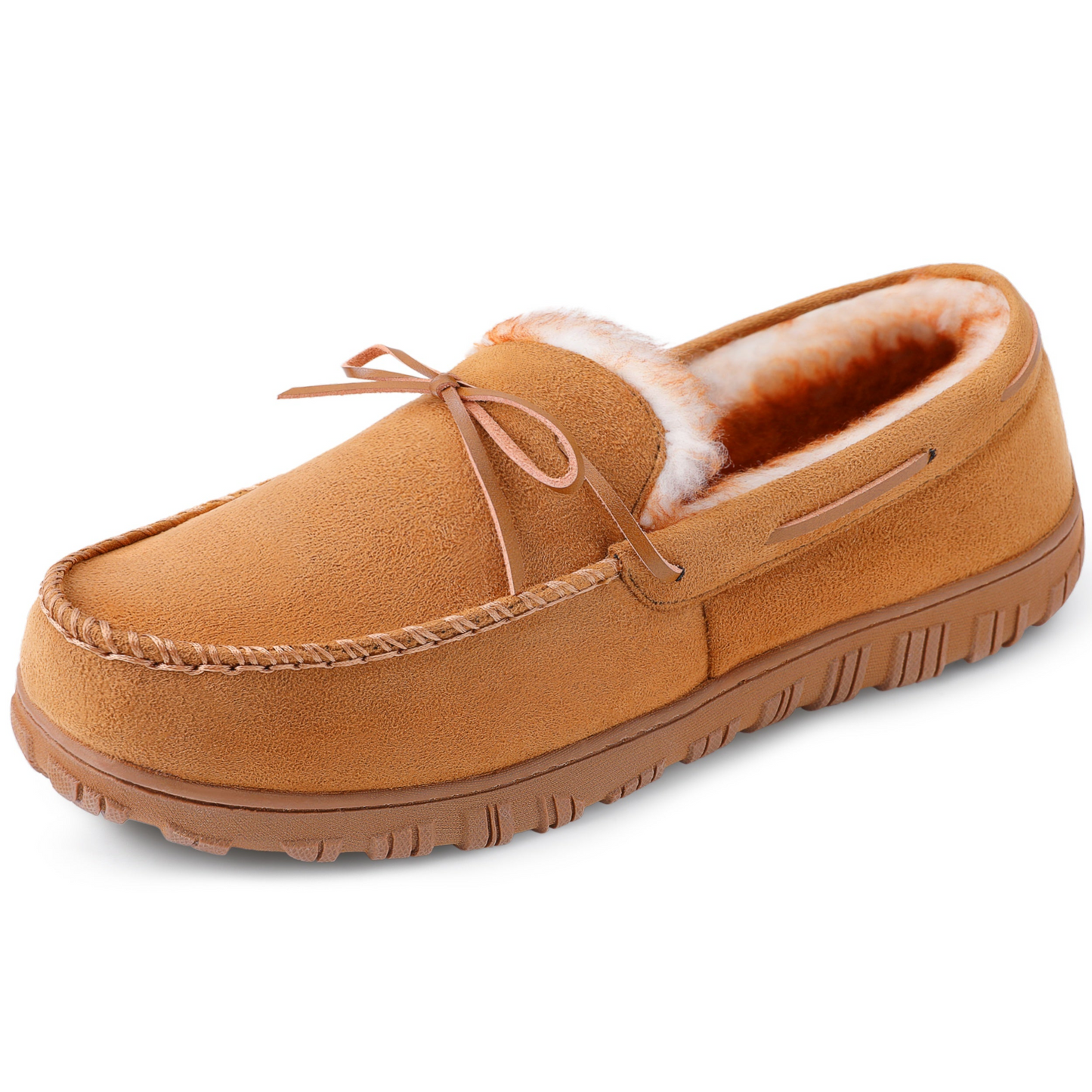 Chausson Mocassin Homme Doublé Façon Fourrure Noir Marron Beige
