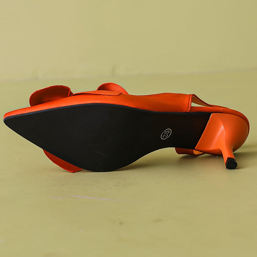 Escarpins slingback à talon haut pour femme avec nœud élégant – Style habillé soirée