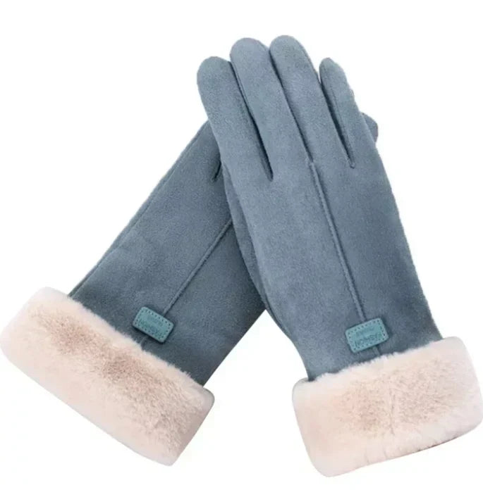 Gants Hiver Doux avec Revers en Fausse Fourrure