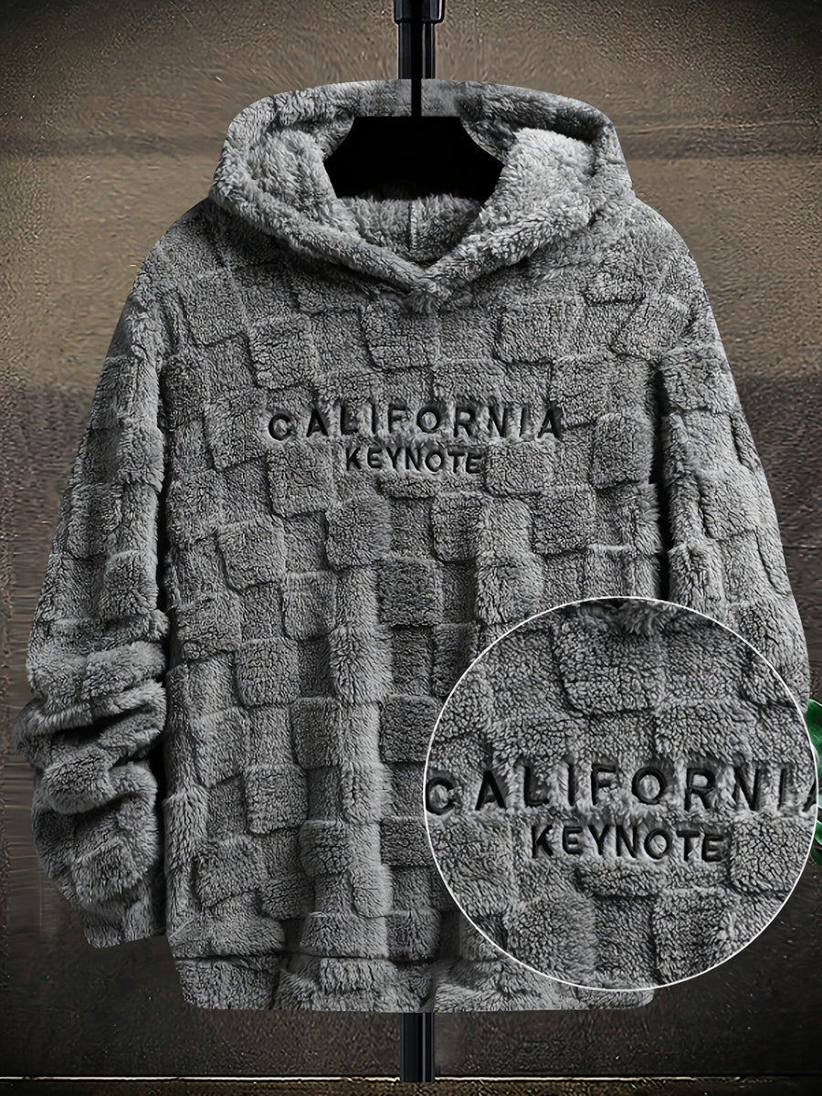 Sweat à capuche doux texturé en peluche pour homme avec motif « California Keynote »