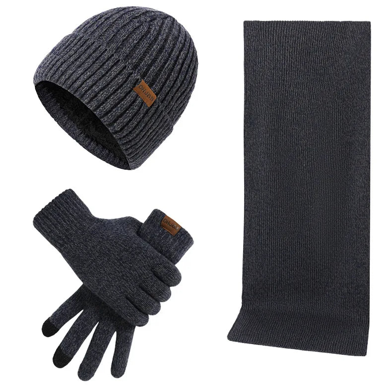 Winter Set: Beanie, Scarf and Knitted Gloves for Men