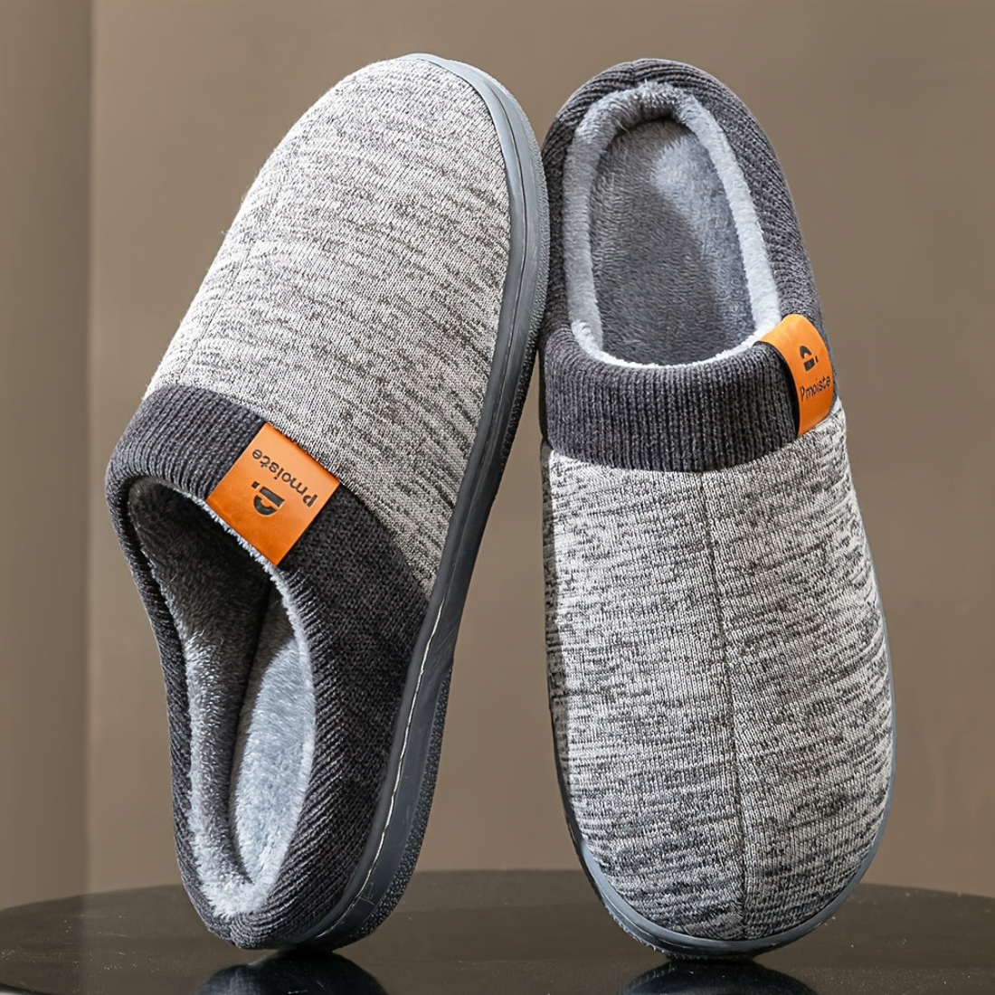 Pantoufles confortables pour homme en tissu chiné et doublure douce