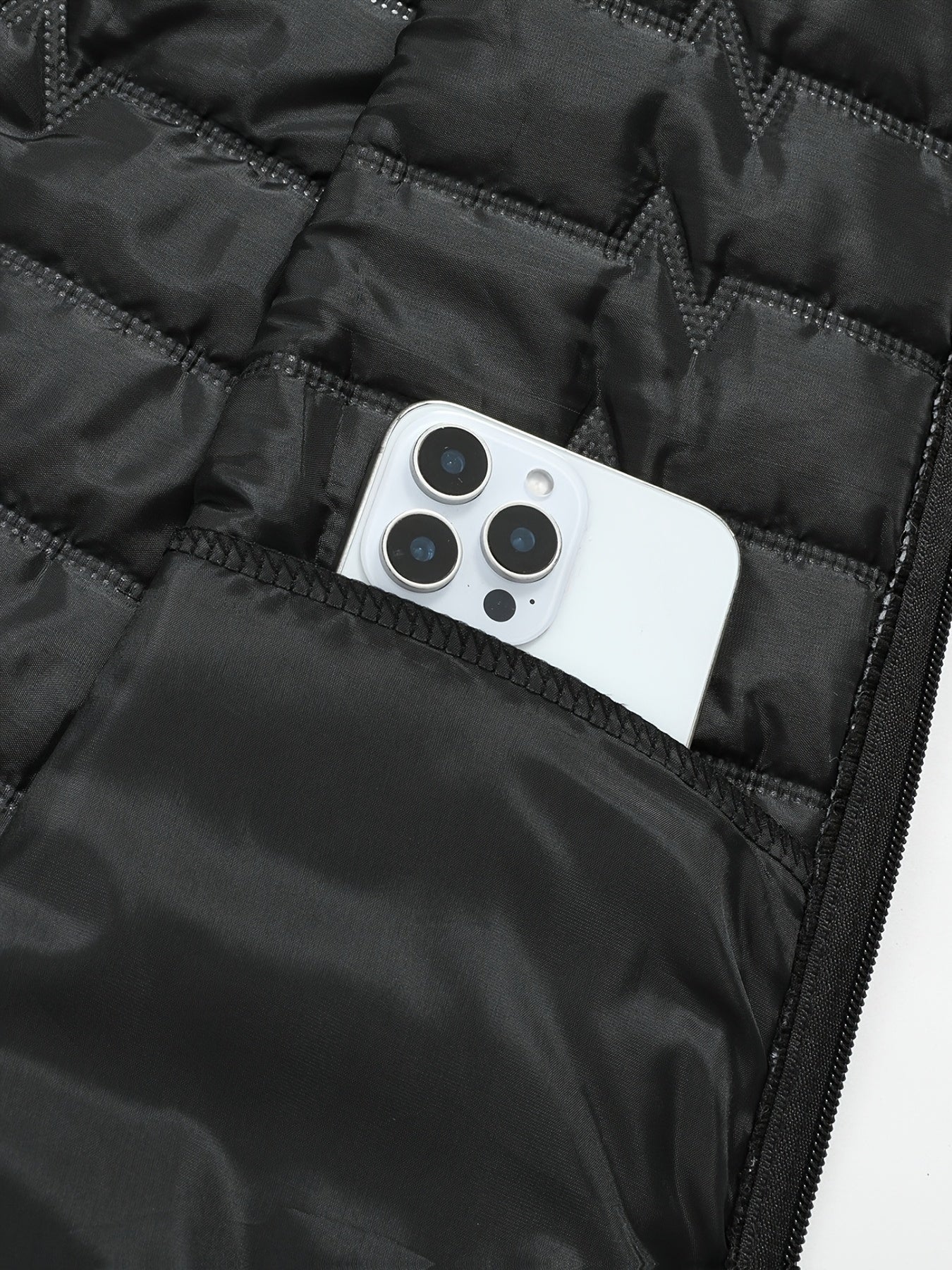 Gilet matelassé sans manches à capuche pour homme, noir, fermeture éclair