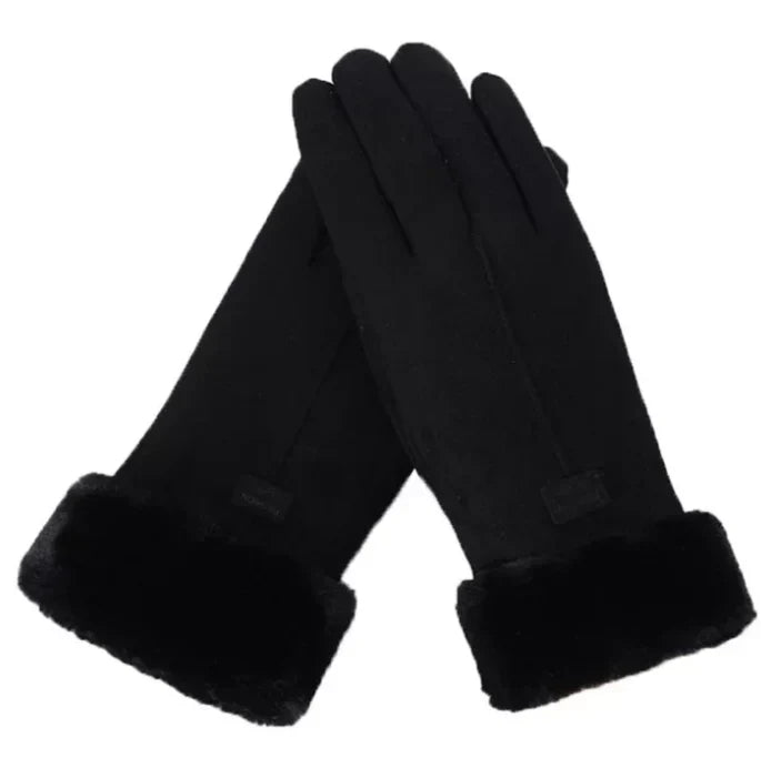 Gants Hiver Doux avec Revers en Fausse Fourrure