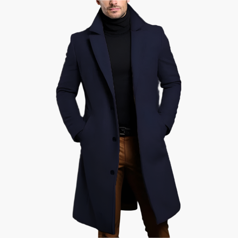 Lang klassisk elegant frakke til mænd – business og urban stil