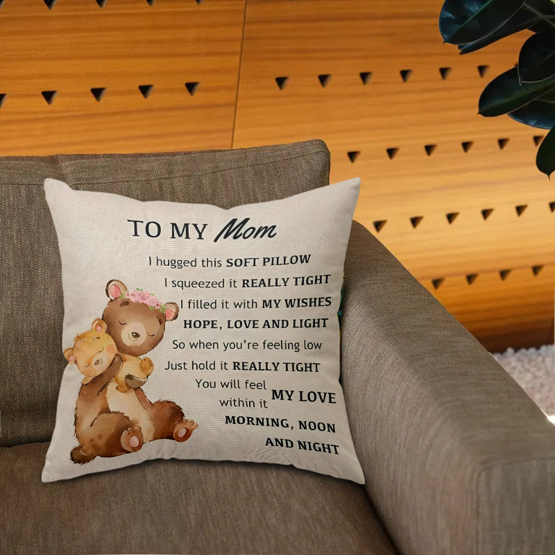 Poetic Decorative Pillow for Mom – Gentle Style and Comforting Message – Gift for Women, Mother's Day, Bedroom or Living Room