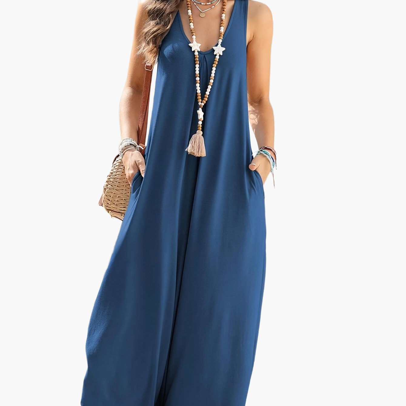 Weit geschnittener, lässiger Damen-Jumpsuit im Boho-Stil für den Sommer
