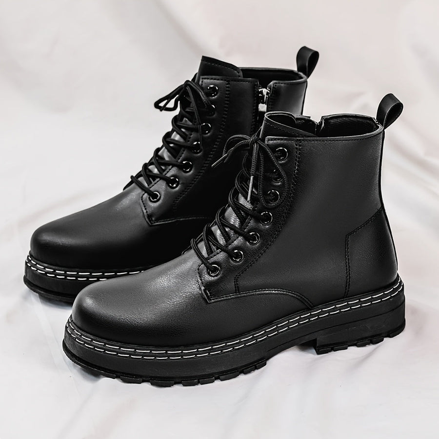 Schwarze hohe Schnürstiefeletten mit dicker Sohle