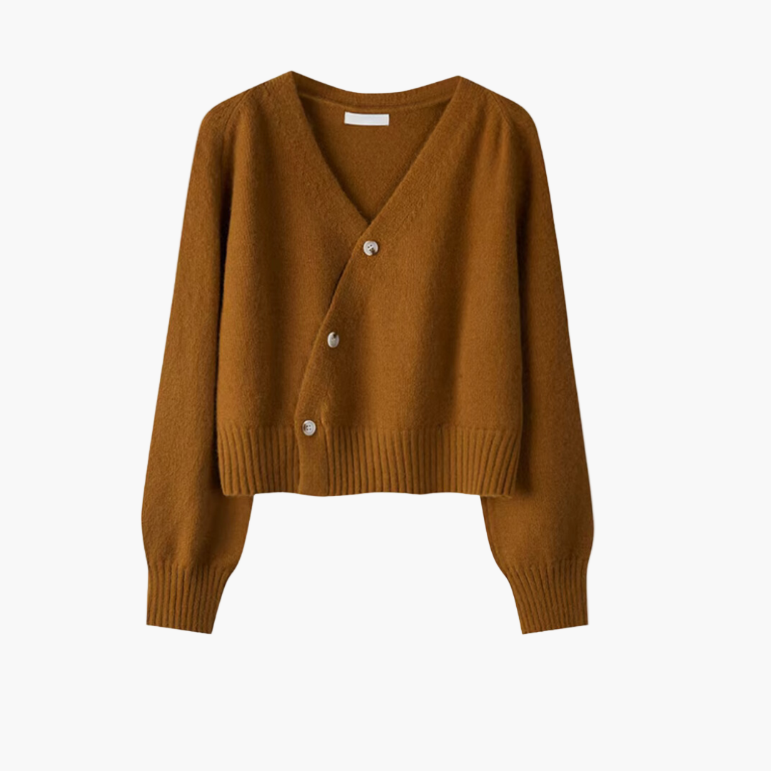 Cardigan femme style moderne à boutons croisés col V pour automne-hiver
