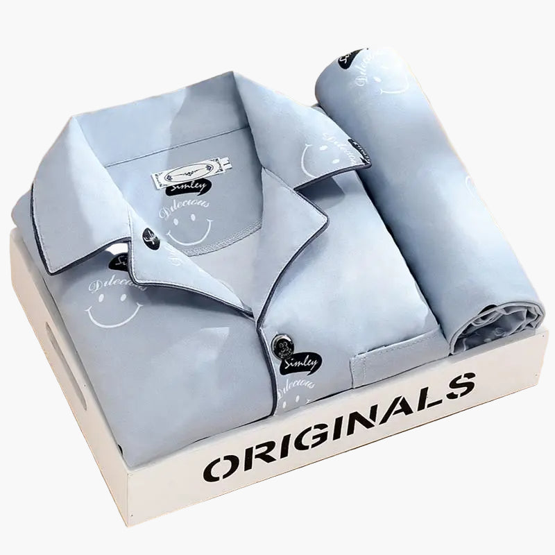 Pyjama Homme Élégant Motif Plumes – Ensemble Confort Nuit et Détente