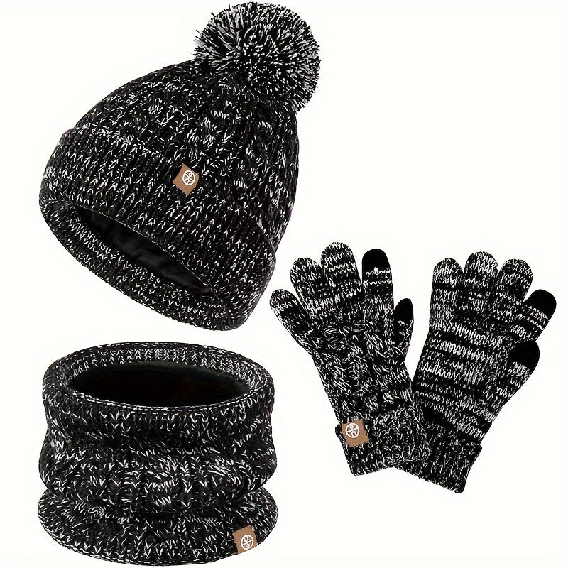 Winterset met muts, colsjaal en warme, gebreide handschoenen in meerdere kleuren