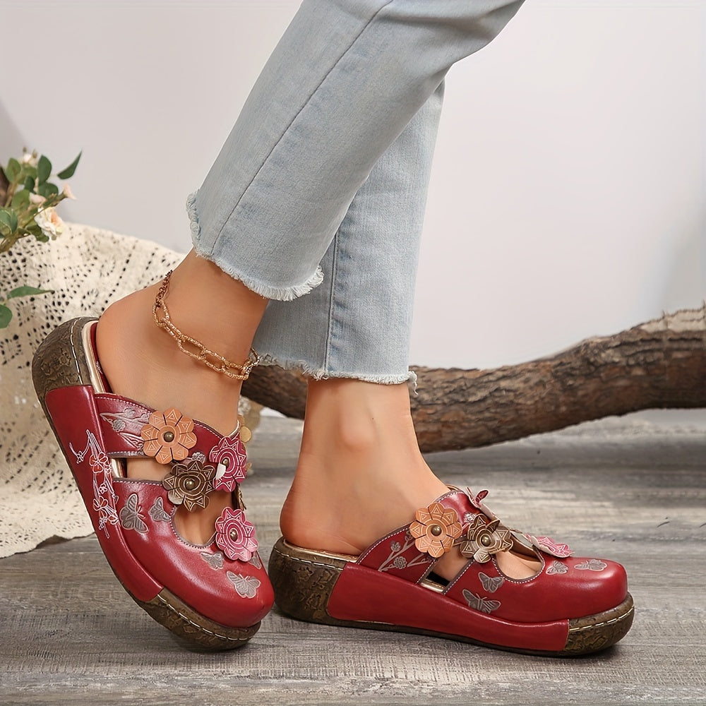 Sabots compensés bohèmes pour femme style fleuri confortable et original