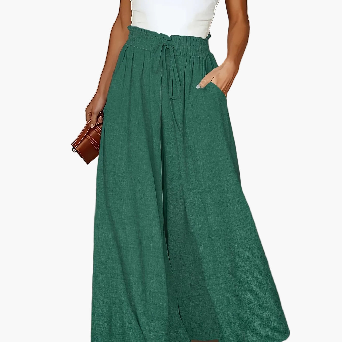 Pantalon large taille haute femme style élégant pour printemps et automne