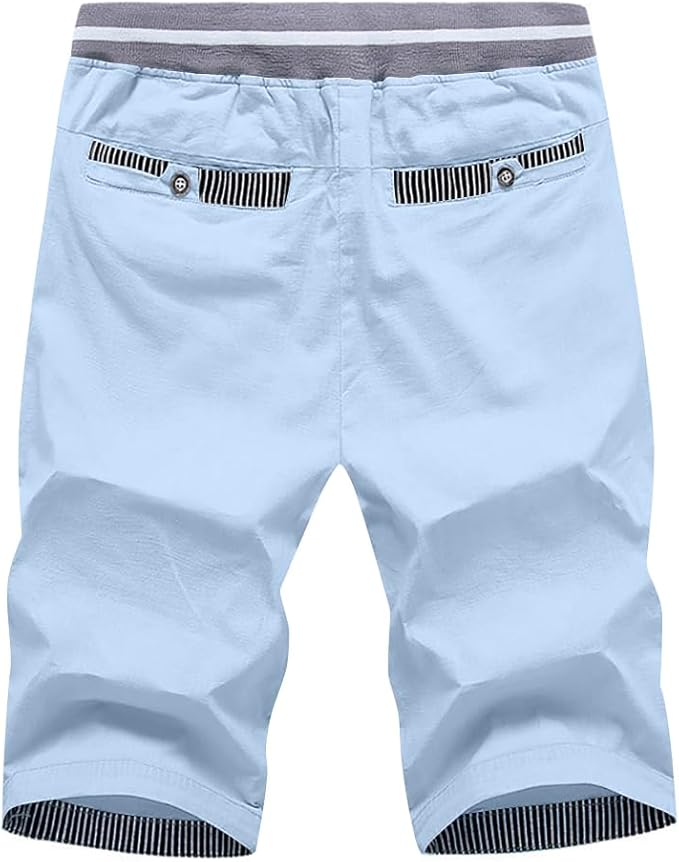 Short informal para hombre con cintura elástica, cordón y bolsillos a rayas