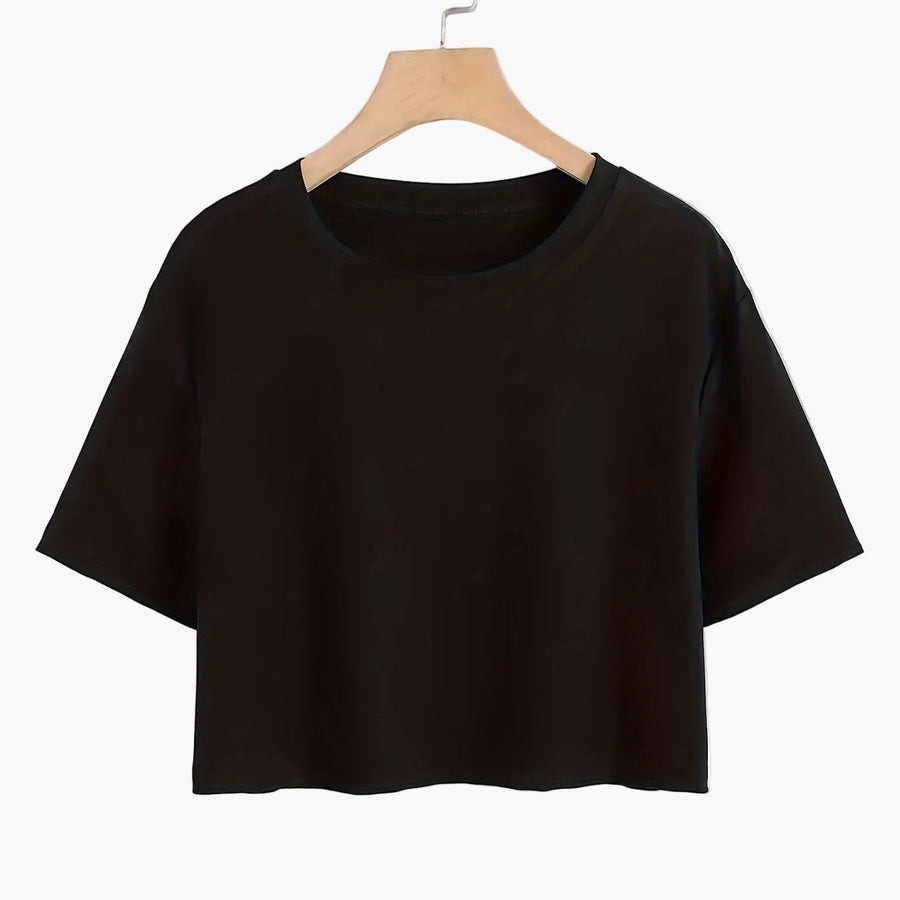 Casual short-sleeve cropped T-shirt for women, urban style