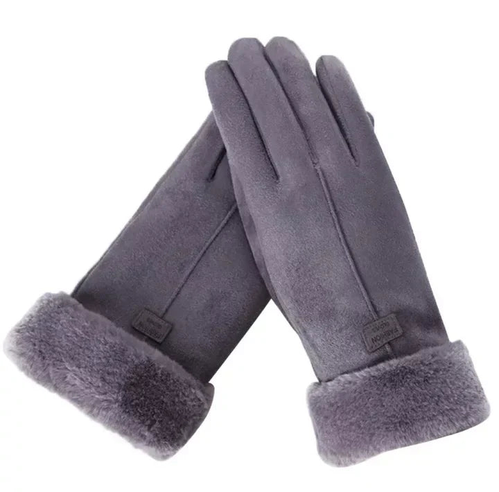 Gants Hiver Doux avec Revers en Fausse Fourrure