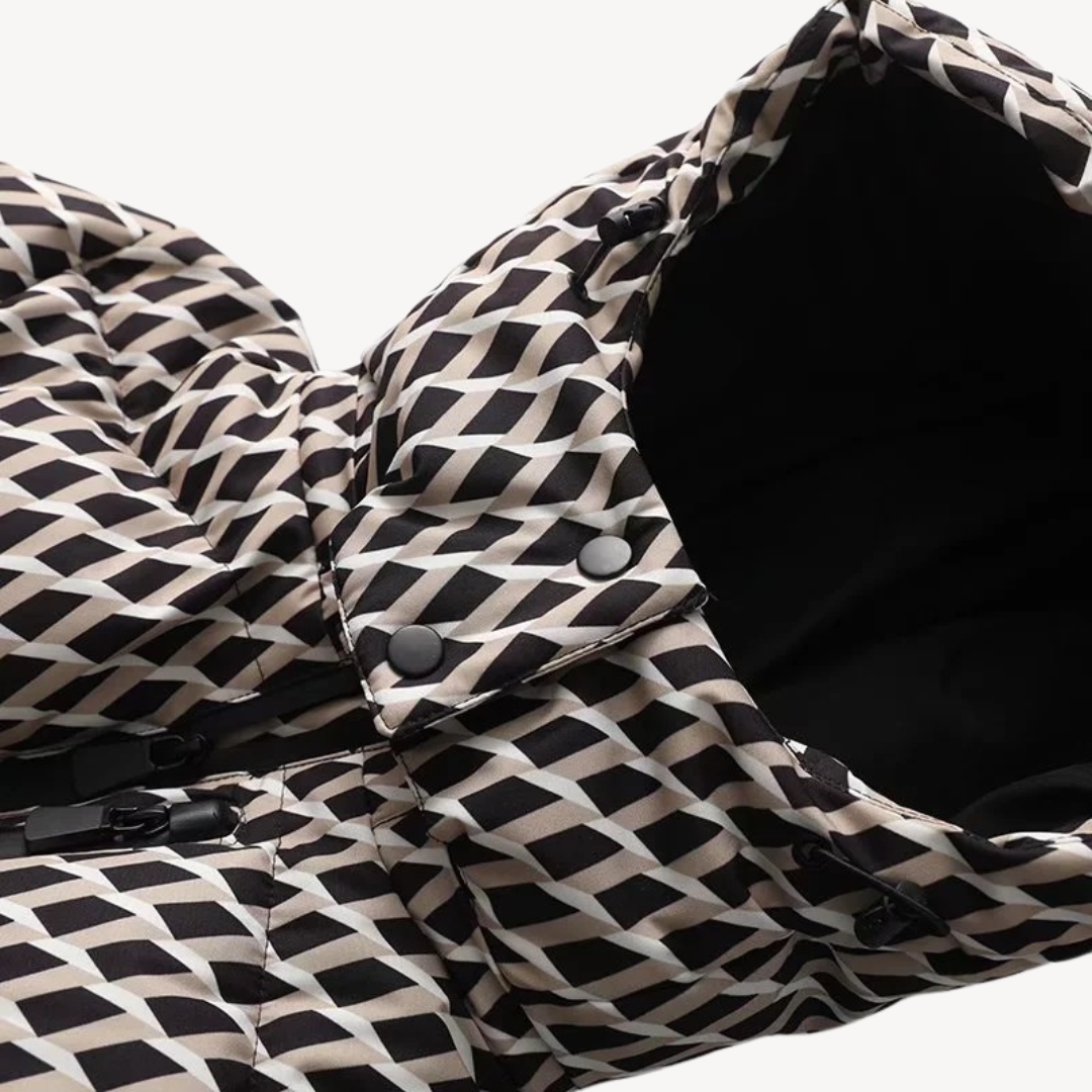 Chaqueta acolchada elegante para mujer con capucha y cinturón – Estilo moderno para el invierno