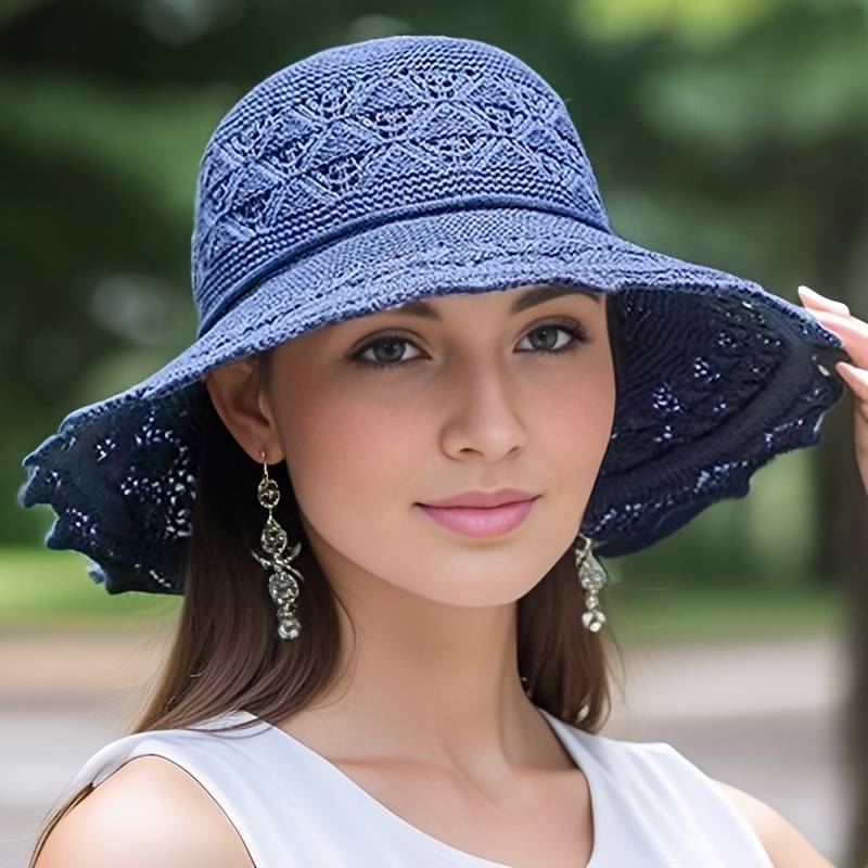 Women's Openwork Wide-Brim Sun Hat - Beige