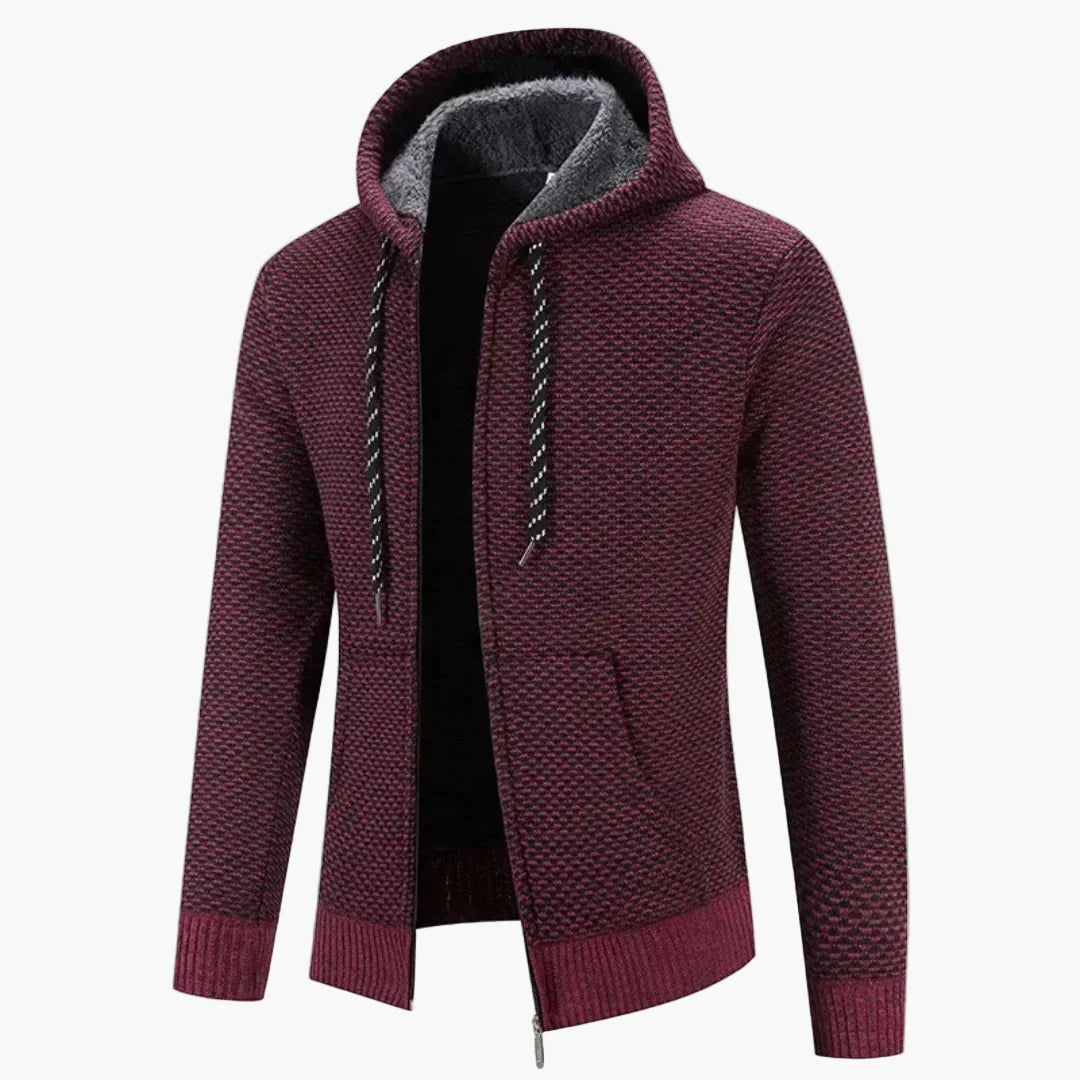 Herre hættetrøje med lynlås, casual stil til efterår og vinter