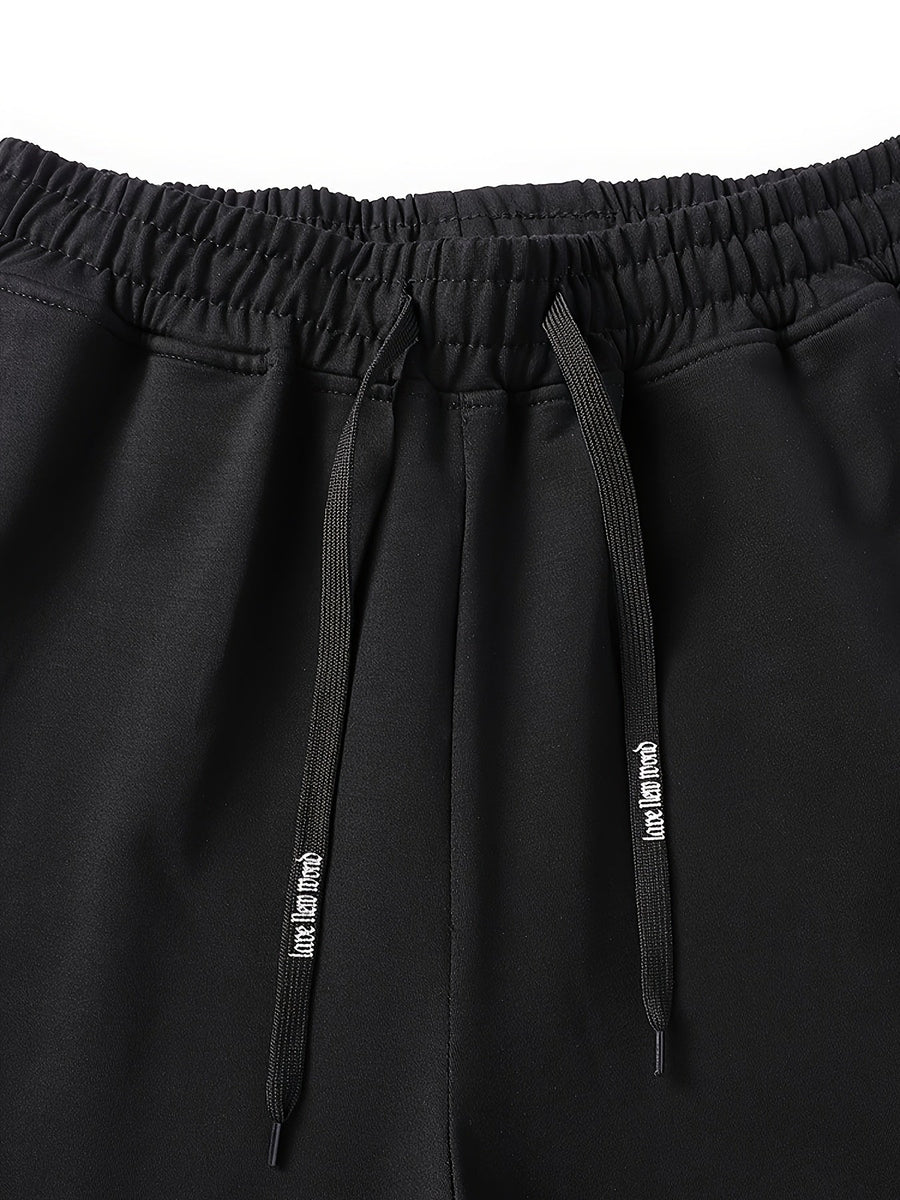 Sæt med 3 par fleece-sweatpants til mænd, elastisk talje, varm foring, lynlåslommer, marineblå, sort og lysegrå